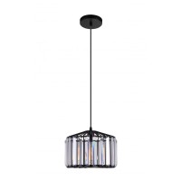 1 Light Drum Shade Pendant With Black Finish