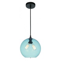 2 Light Down Mini Pendant With Transparent Blue Finish