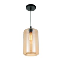 1 Light Down Mini Pendant With Transparent Amber Finish