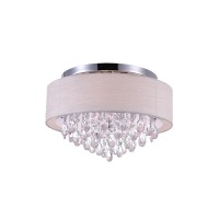 4 Light Drum Shade Flush Mount With Chrome Finish