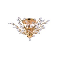 6 Light Flush Mount With Gold Finish