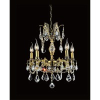 5 Light Up Chandelier With French Gold Finish