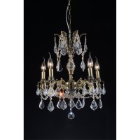 5 Light Up Chandelier With Antique Brass Finish