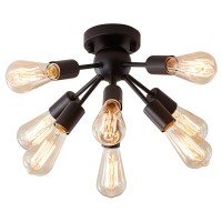 Melunar Mount Sputnik Ceiling Light With 8 Lights, Modern Antique Black Sputnik Industrial Ceiling Lamp Fixture For Kitchen Bathroom Study Living Room Dining Room Bed Room Foyer Entry Way Hallway