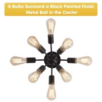 Melunar Mount Sputnik Ceiling Light With 8 Lights, Modern Antique Black Sputnik Industrial Ceiling Lamp Fixture For Kitchen Bathroom Study Living Room Dining Room Bed Room Foyer Entry Way Hallway