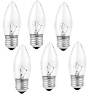 Scomx 40W Incandescent Equivalent Energy Torpedo Tip Chandelier With Crystal Clear Incandescent Light Bulbs Tip Light Bulb And Medium E26 Candelabra Base (6)