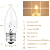 Scomx 40W Incandescent Equivalent Energy Torpedo Tip Chandelier With Crystal Clear Incandescent Light Bulbs Tip Light Bulb And Medium E26 Candelabra Base (6)