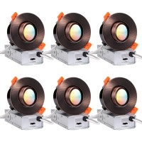 Torchstar E-Star Series 3 Inch Gimbal Led Recessed Light With Junction Box, 7W (50W Eqv) Dimmable, Airtight, Cri 90+, Etlenergy Starja8Title 24, 3000K Warm White, Oil Rubbed Bronze, Pack Of 6