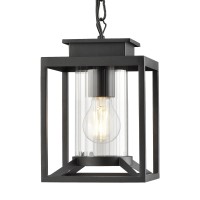 Osimir Outdoor Pendant Light, 1-Light Modern Outdoor Hanging Lantern With Adjustable Chain, Exterior Hanging Porch Light In Black Finish With Cylinder Glass, 2353/1H