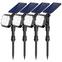 Roshwey Solar Outdoor Lights, 22 Led 700 Lumens Bright Solar Lights Outdoor Waterproof Landscape Spotlight Security Lamps For Yard, Garden, Driveway, Pathway, Walkway - Cool White, 4 Pack