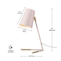 Globe Electric 67338 Novogratz X Globe Dobby 16 Desk Lamp Matte Rose Matte Gold Legs Clear Cord Inline Onoff Switch Pin