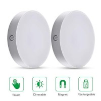 Aiboo Updated Touch Lights, Led Puck Lights With Remote, Wireless Tap Lights Rechargeable, Dimmable Push Lights Stick On For Closet, Cabinet, Wardrobe (2700-6000K, 2 Pack)