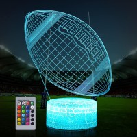 Seven Lady Football Lamp 3D Night Light: Boys Girls Kids Gifts With Remote Touch Control,Multiple Colour Brightness Adjusted, Batteries Powered (Football)