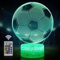 Soccer 3D Lamp Night Light With Remote & Touch Control,Multiple Colour & Flashing Modes And Brightness Adjusted,Usb & Batteries Powered,Best Gifts For Sport Lovers Boys Girls Kids (Soccer)