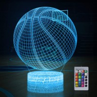 Seven Lady Basketball 3D Lamp Night Light With Remote Touch Control Multiple Colour Brightness Adjusted Gifts For Sport Lovers Boys Girls Kids