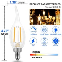 Energetic 12 Pack Dimmable Candelabra Led Light Bulb Ca11 Shapeflame Tip Style 60 Watt Equivalent 2700K Soft White E12 Base