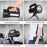 Cybbo Super Bright Led Spotlight Rechargeable Flashlight 10000 Lumen Handheld Spotlight 10000Mah Long Lasting Torchlight Searchlight Flood Fishing Hiking Camping Flashlight Usb Output With Tripod