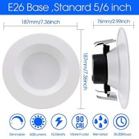 12 Pack 5/6 Inch 5Cct Led Recessed Downlight, Can Lights With Baffle Trim, Wet Rated, E26 Base, 10.5W=85W, Cri 90, Dimmable, Simple Retrofit Installation, Energy Star & Etl Listed