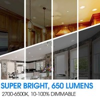 12 Pack 5/6 Inch 5Cct Led Recessed Downlight, Can Lights With Baffle Trim, Wet Rated, E26 Base, 10.5W=85W, Cri 90, Dimmable, Simple Retrofit Installation, Energy Star & Etl Listed