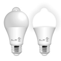 Ameritop Motion Sensor Light Bulb- 2 Pack, 10W(60W Equivalent) 806Lm Motion Activated Dusk To Dawn Security Led Bulb; Ul Listed, A19, E26, Auto On/Off Indoor Outdoor Lighting (2700K Soft White)