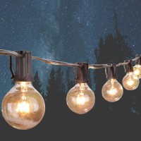 Festival Depot 10Ft Patio String Lights With 10 Waterproof G40 Globe Bulbs (1 Spare) For Christmas Halloween, E12 Socket, Warm White