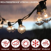 Festival Depot 10Ft Patio String Lights With 10 Waterproof G40 Globe Bulbs (1 Spare) For Christmas Halloween, E12 Socket, Warm White