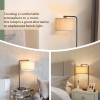 Side Table Lamp With Dual Usb Ports, Dimmable Bedside Lamp Modern Nightstand Lamp Desk Reading Lamp With Linen Lampshade For Bedroom, Living Room, Study Room, Office, 8W 2700K Led Edison Bulb Included