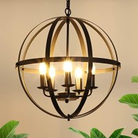 Dllt Industrial Pendant Lighting Fixture, Flexible Chandelier Hanging, Rustic 5 Light Flush Mount Ceiling Pendant Lamp For Kitchen, Dining Room, Living Room, Hallway, Bedroom, Entryway, E12 Base Gold