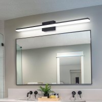 Mirrea 48In Modern Led Vanity Light For Bathroom Lighting Dimmable 46W Black Painted Cold White 5000K