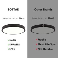 Sottae 9 Inch Low Profile Led Ceiling Light,Black Metal Round Flush Mount Light Fixture, 3000K-5000K 20W,1.1 Inch Ultra-Thin Ceiling Lamps Surface Mount Light Fixture For Entryway Kitchen Bedroom