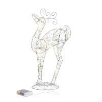 These reindeer decorations are constructed of braided mesh sprinkled with glitter and wrapped around a sturdy wire frame The twinkling fairy LED lights are longlasting and energy efficient 17inch Looking Up Weight 06 pound 9 x 425 x 172 inches tall Wire w