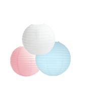 Paper Lanterns Mix Color Packs Of 3 Round Paper Lanterns Lampshade Party Decorations (Baby Pink Blue Shade, 12