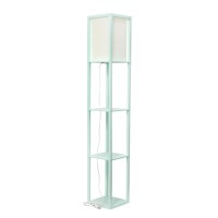 Floor Lamp Etagere Organizer Storage Shelf With Linen Shade Aqua