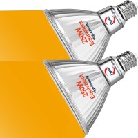 Explux Super-Intensity 250W Equivalent Led Par38 Flood Amber Light Bulbs, Full Glass Weatherproof & Anti-Ageing, Dimmable, Amber Color Spotlight, 2-Pack