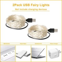 Blingstar Fairy Lights 2 Pack Usb Powered String Lights Warm White 33Ft 100 Led Christmas Lights Fairy String Lights For Party Wedding Festival Bedroom Table Decoration