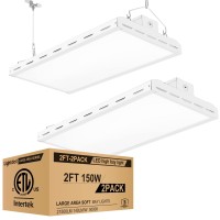 Lightdot 2 Pack Led High Bay Shop Light, 2Ft (Large Area Illumination) 150W 21500Lm [Eqv.600W Mh/Hps] 5000K Linear Hanging Light For Warehouse, Energy Saving Upto 5600Kw*2/5Yrs(5Hrs/Day)-Etl Listed