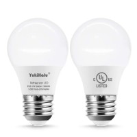 Yukihalu Led Refrigerator Light Bulb 60W Equivalent A15 Appliance Fridge Bulbs, Waterproof 600 Lumen 7W 120V Daylight 5000K E26 Medium Base, Small Size Bulb For Damp Location, Not-Dim, 2-Pack