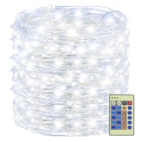 Decute 500Led 164Ft Fairy String Lights Cool White Christmas Lights Silver Wire W/Remote, Firefly Lights Starry Light For Diy Christmas Tree Costume Wedding Party Table Centerpiece Decor