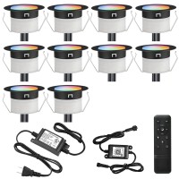 Fvtled Led Deck Lights Kit 10Pcs F122 Wifi Smart Phone Control Low Voltage Recessed Rgbw Deck Lighting Waterproof Outdoor Yard