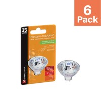 Mr16 Halogen Gu5.3 Bi-Pin Base Spotlight Bulb, 35W, 500 Lumens, 12V, 2700K Soft White, Dimmable, (6 Pack)