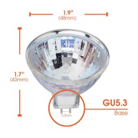 Mr16 Halogen Gu5.3 Bi-Pin Base Spotlight Bulb, 35W, 500 Lumens, 12V, 2700K Soft White, Dimmable, (6 Pack)