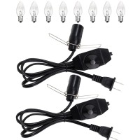 Ohlgt Salt Lamp Cord Replacement 2-Pack With Dimmer Switch 5 Feet Lamp Cord And 8-Pack Halogen Salt Lamp Bulbs(15 Watts)