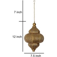 Marusthali Modern Turkish Lamp, Antique Indian Moroccan Lamp, Metal Ceiling Light Hanging Lantern Lamp-Ceiling Lights Home Lantern Pendant, Oriental Arabian Hanging Lamp (33 X 25 Cm, Dark Gold)