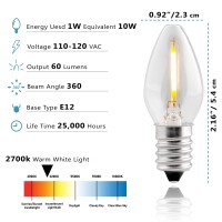 Led Night Light Bulb C7 E12 Led Bulbs Candelabra Light Bulbs 1 Watt Equivalent 10W Incandescent Bulb Warm White 2700K Win