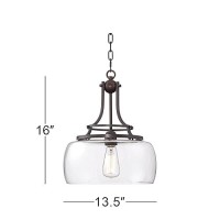 Franklin Iron Works Charleston Warm Brass Pendant Chandelier 16 Wide Modern Dimmable Led Clear Seedy Glass 3Light Fixture For