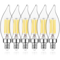 E12 Led Candelabra Bulb 60W Equivalent Dimmable Led Chandelier Light Bulbs 4.5W 2700K Soft White 500Lm B10 Flame Tip Vintage Led Filament Candle Bulb With Decorative E12 Candelabra Base, 6 Pack