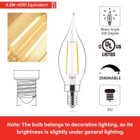 Sengled E12 Candelabra Bulb 60W Equivalent Led Chandelier Light Bulbs 5W Dimmable E12 Led Bulb 2700K Soft White 450Lm Candelab