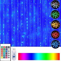 16 Color Changing Curtain Lights With Remote & Timer, 300 Led 8 Modes Fits For Bedroom Wedding Party Backdrop Outdoor Indoor Decoration Rainbow Curtain Lights