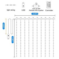 16 Color Changing Curtain Lights With Remote & Timer, 300 Led 8 Modes Fits For Bedroom Wedding Party Backdrop Outdoor Indoor Decoration Rainbow Curtain Lights