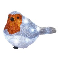 Kaemingk Cool White Battery Operated Led Acrylic Robin Bird Outdoor Christmas Display